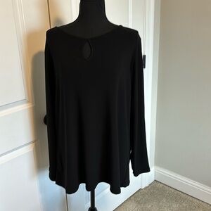 Susan Graver Textured Liquid Knit Top with KeyHole and sleeve accents